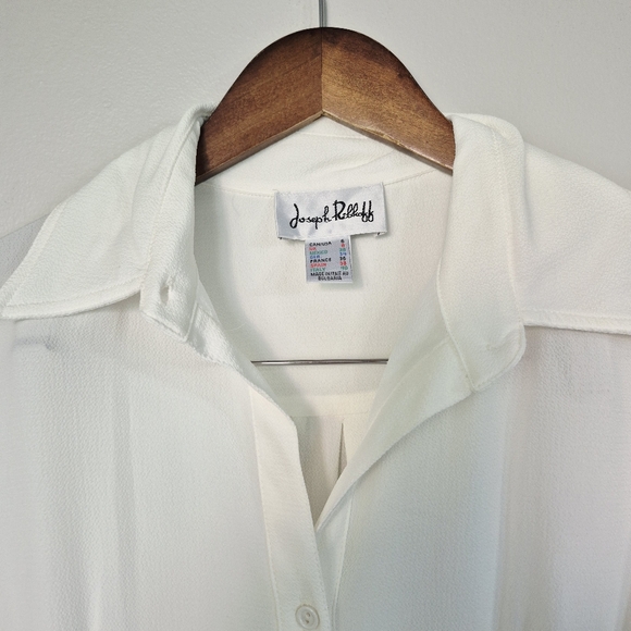 Joseph Ribkoff Asymmetrical Off White Ruffle Tunic Blouse Size 6 - Picture 7 of 11